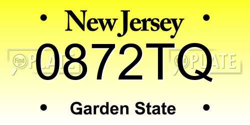 0872TQ New Jersey License Plate