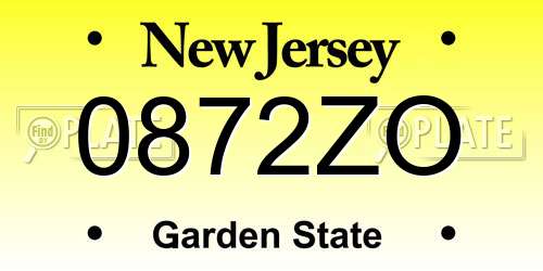 0872ZO New Jersey License Plate