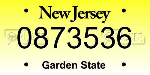 0873536 New Jersey License Plate