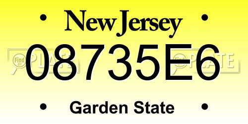08735E6 New Jersey License Plate