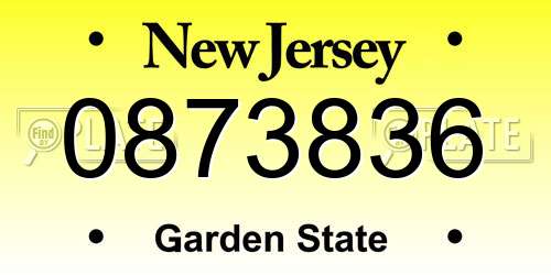 0873836 New Jersey License Plate