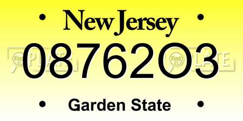08762O3 New Jersey License Plate