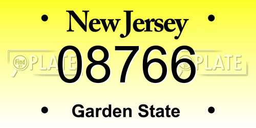 08766 New Jersey License Plate