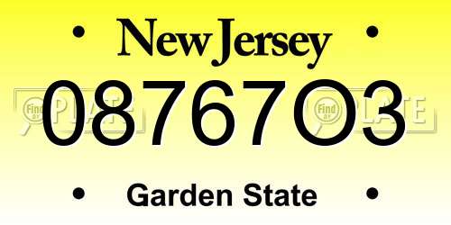 08767O3 New Jersey License Plate