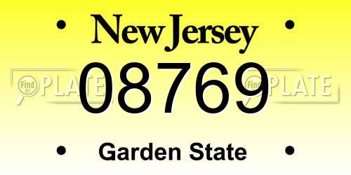 08769 New Jersey License Plate