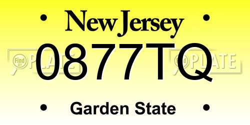 0877TQ New Jersey License Plate