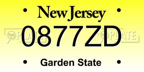 0877ZD New Jersey License Plate