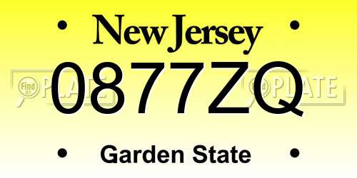 0877ZQ New Jersey License Plate