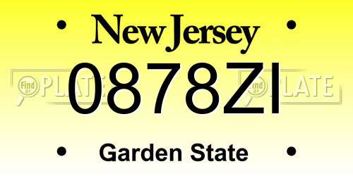 0878ZI New Jersey License Plate