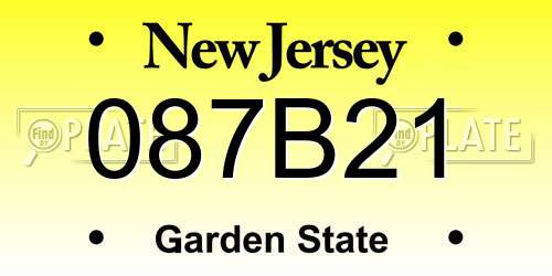 087B21 New Jersey License Plate