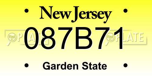 087B71 New Jersey License Plate