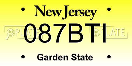 087BTI New Jersey License Plate