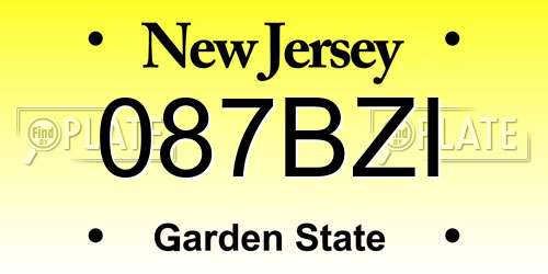 087BZI New Jersey License Plate
