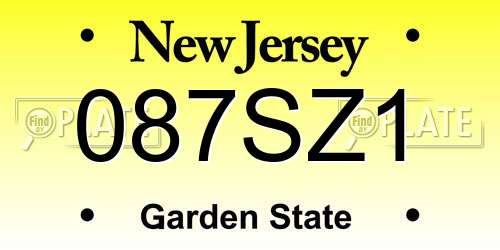 087SZ1 New Jersey License Plate