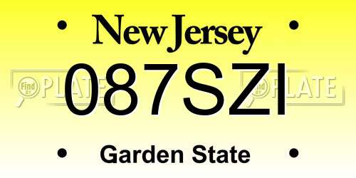 087SZI New Jersey License Plate