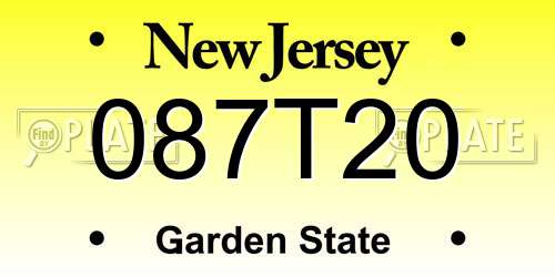 087T20 New Jersey License Plate