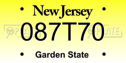 087T70 New Jersey License Plate