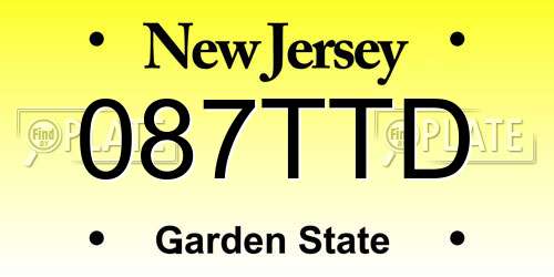 087TTD New Jersey License Plate