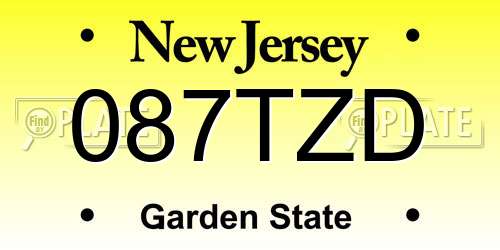 087TZD New Jersey License Plate