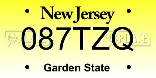 087TZQ New Jersey License Plate