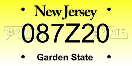 087Z20 New Jersey License Plate