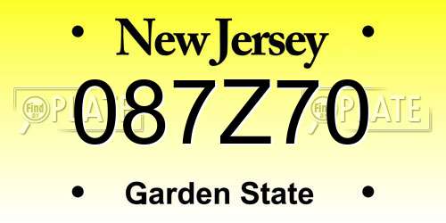 087Z70 New Jersey License Plate