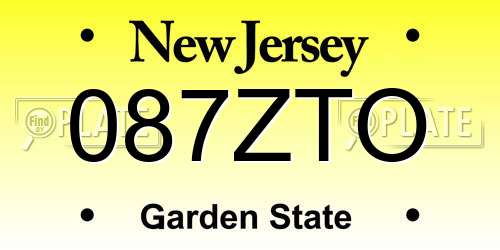 087ZTO New Jersey License Plate