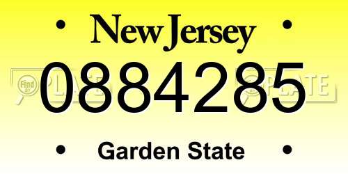 0884285 New Jersey License Plate