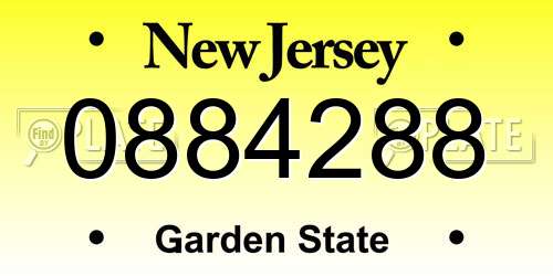 0884288 New Jersey License Plate