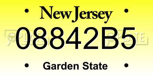 08842B5 New Jersey License Plate