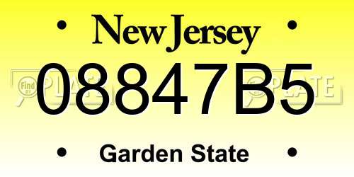 08847B5 New Jersey License Plate