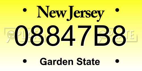 08847B8 New Jersey License Plate