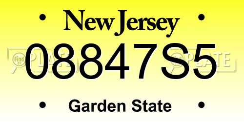 08847S5 New Jersey License Plate