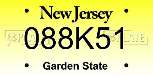 088K51 New Jersey License Plate