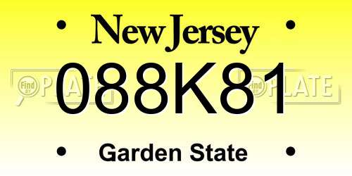 088K81 New Jersey License Plate