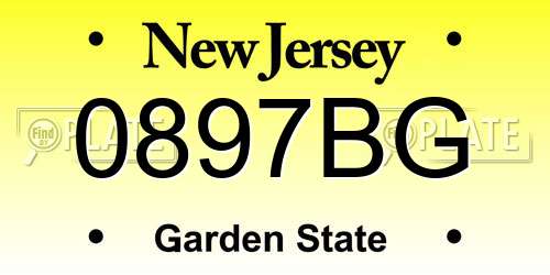 0897BG New Jersey License Plate
