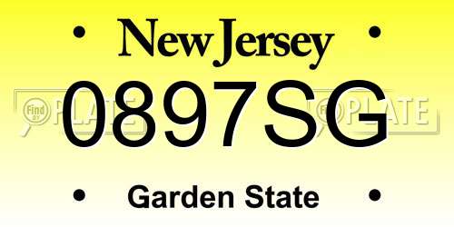 0897SG New Jersey License Plate