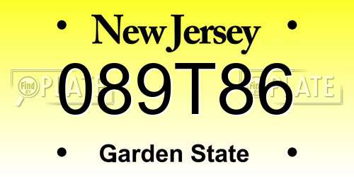 089T86 New Jersey License Plate