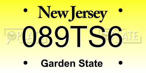 089TS6 New Jersey License Plate