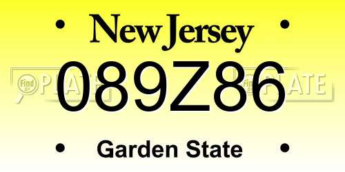 089Z86 New Jersey License Plate