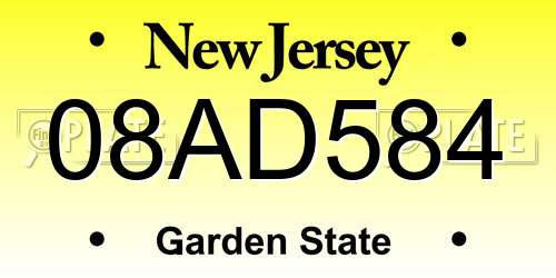 08AD584 New Jersey License Plate