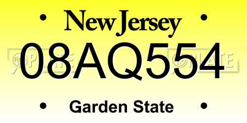 08AQ554 New Jersey License Plate