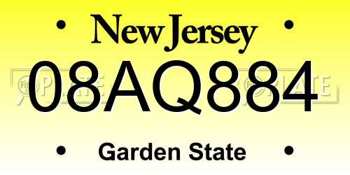 08AQ884 New Jersey License Plate