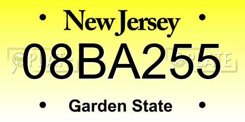 08BA255 New Jersey License Plate