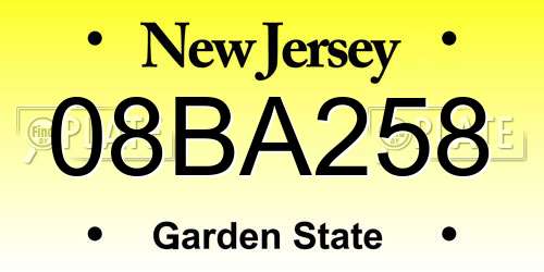 08BA258 New Jersey License Plate