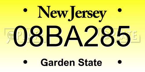 08BA285 New Jersey License Plate