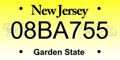 08BA755 New Jersey License Plate