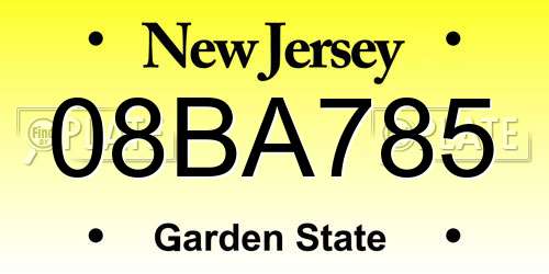 08BA785 New Jersey License Plate