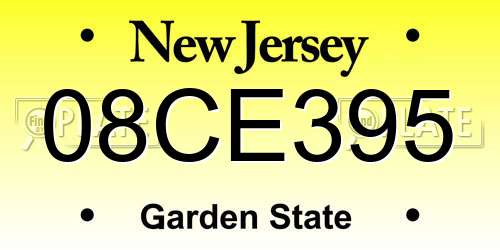 08CE395 New Jersey License Plate