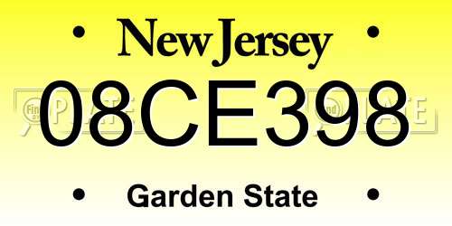 08CE398 New Jersey License Plate